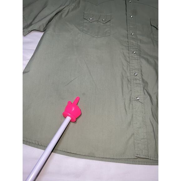 Wrangler Shirt Men Size 3XL Green Western Fashion Snap Buttons Short Sleeve READ - Picture 4 of 13